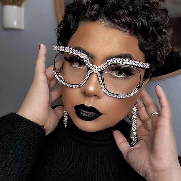 Diamond Cat Eye Glasses Anti Blue Light Fashion Luxury Elegant Women