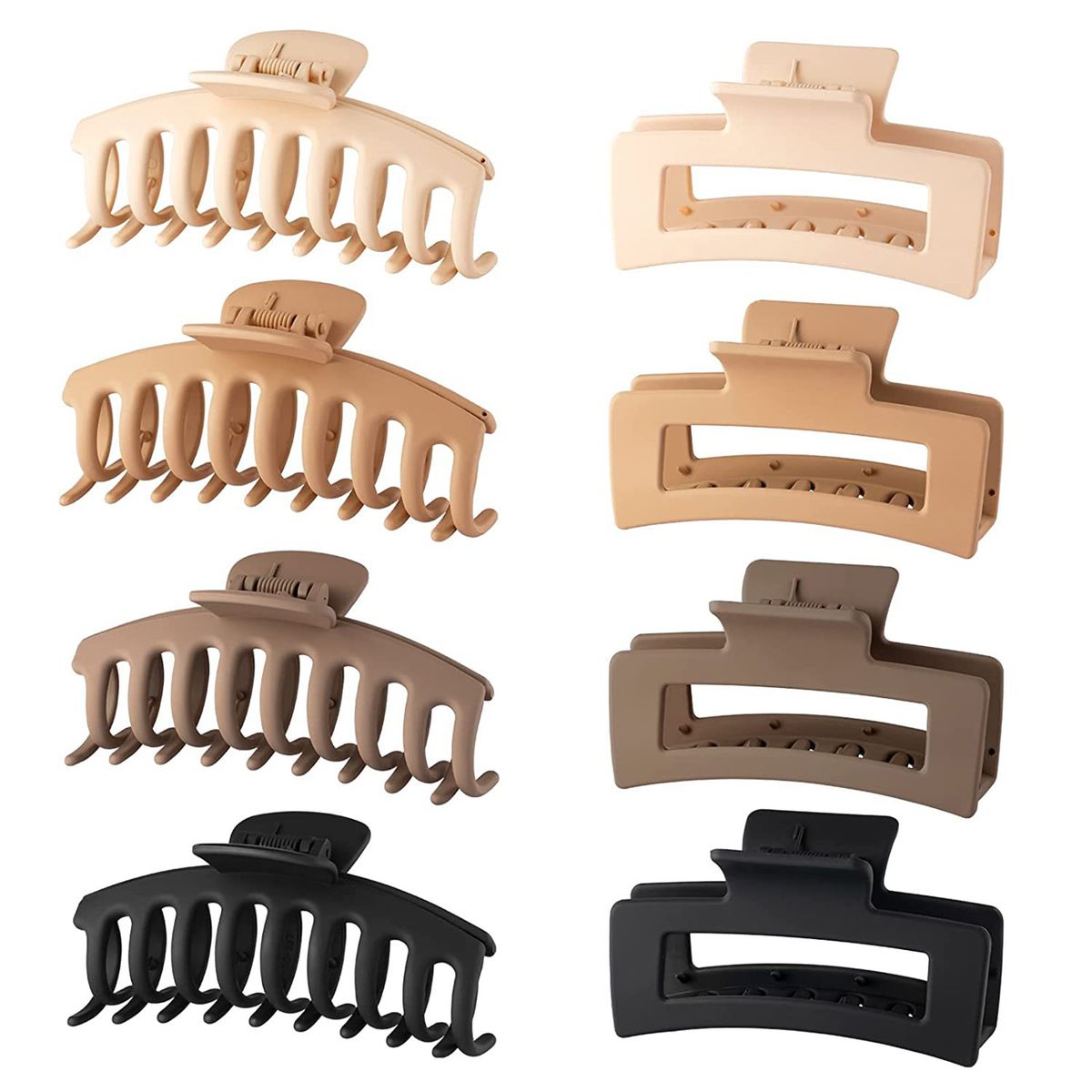 8Pcs Plastic Matte Hair Claws Hair Clips Combination Set - B