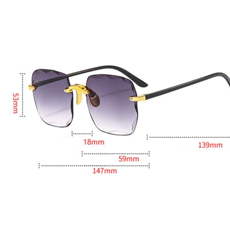 Rimless Square Sunglasses Fashion Trend Cut Edge Sunglasses Grey