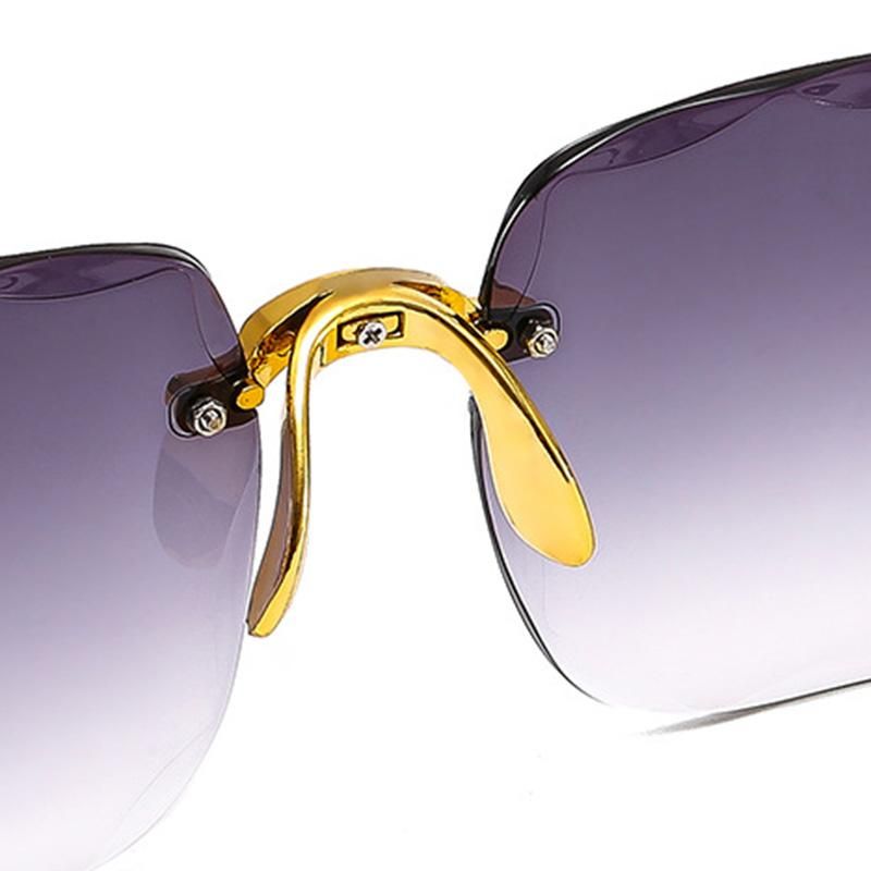 Rimless Square Sunglasses Fashion Trend Cut Edge Sunglasses Grey