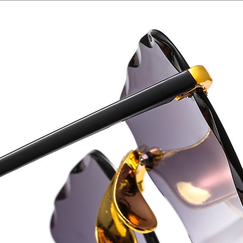 Rimless Square Sunglasses Fashion Trend Cut Edge Sunglasses Grey