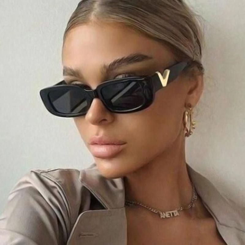 Retro Rectangle Sunglasses Vintage Small Frame