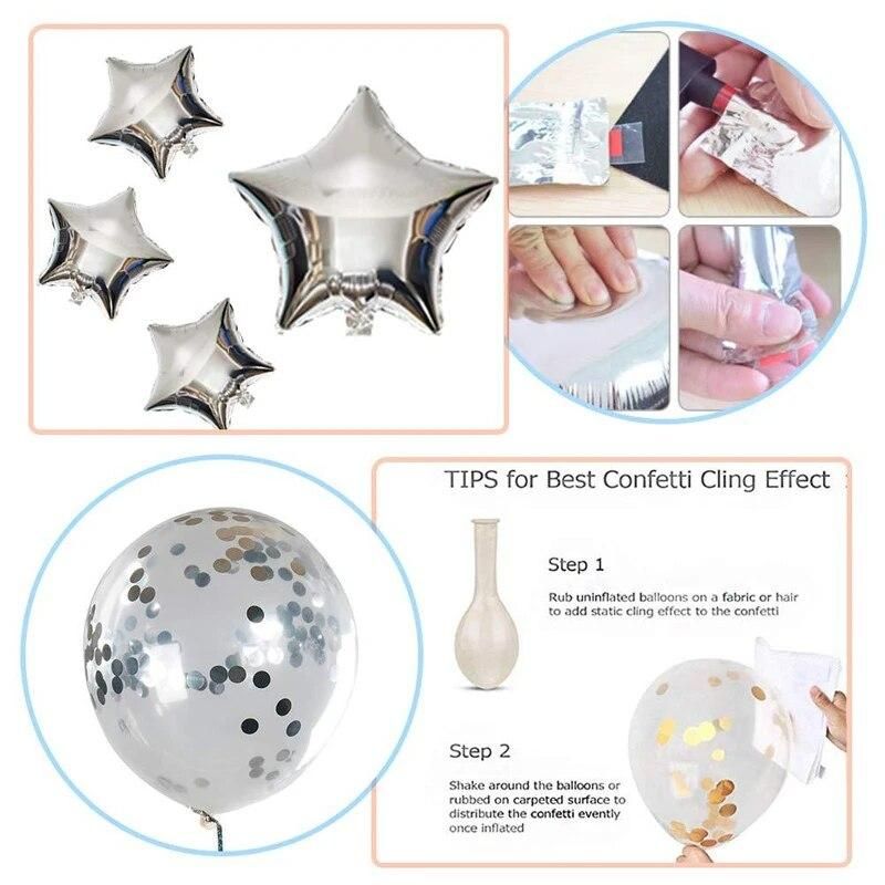 144pcs Foil Ballon Decoration Wedding Baby Shower Party Supplies Pink White Balloon Arch Garland Set LOVE Star Heart Shaped