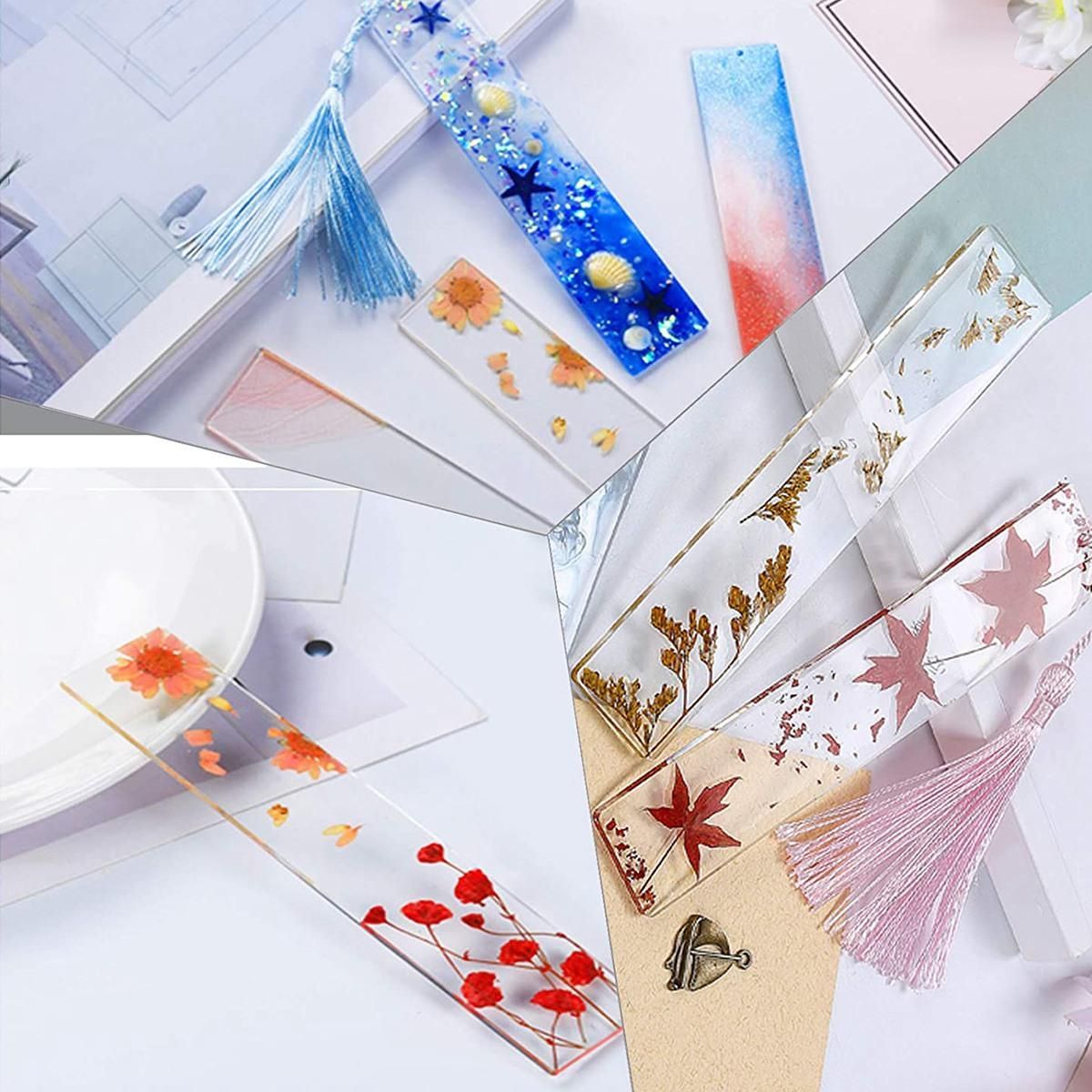 6 Pcs/Set 5.7 Inch Rectangle Silicone Bookmark Mold DIY Bookmark Mould Making Epoxy Resin Jewelry Craft Transparent Mold