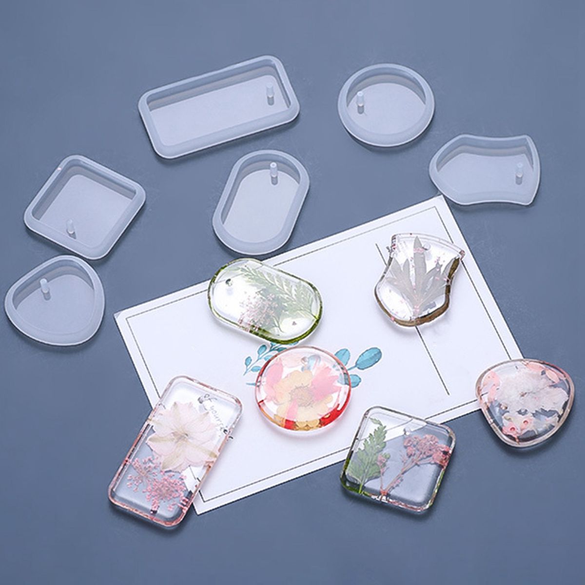 DIY Keychain Pendant Silicone Mold Set Crystal Epoxy