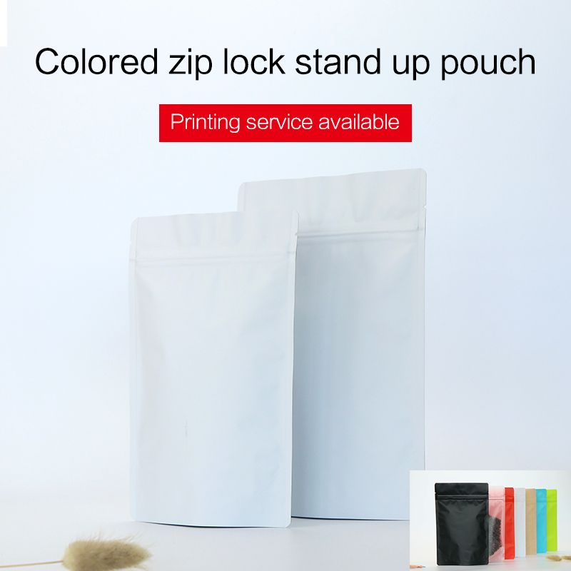 Matte White Stand Up Pouch With Zipper Aluminum Foil Zip