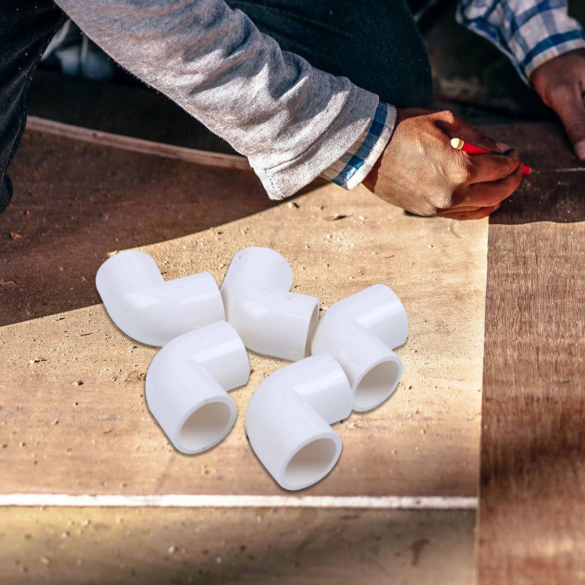 5 Pieces 20mm Dia 90 Angle Degree Elbow PVC Pipe Fittings