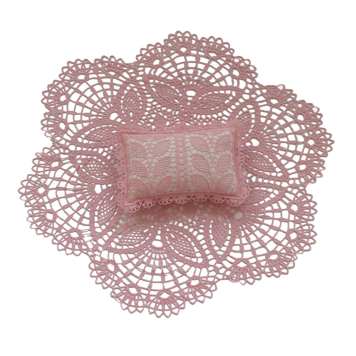 Newborn Photography Props Mat Pillow Skin Friendly Lace Trim For Pink
