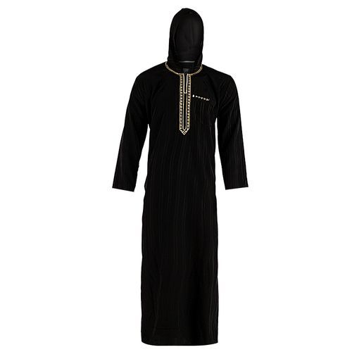 Trendy Black Jalabiya With Cap Unisex - Black