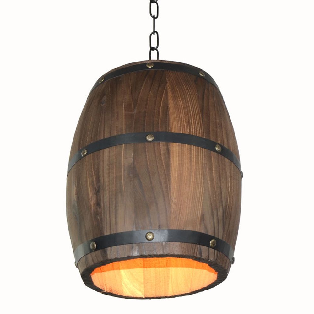 Creative Retro Distinctive Wood Wine Barrel Hanging Fixture