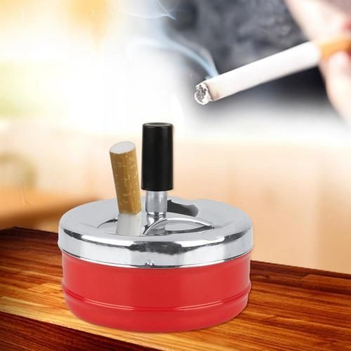 Round Indoor Outdoor Smoking Ashtray Creative Metal Ashtray Wiring Round Push Down Rotating Self Clearing Portable Ashtray