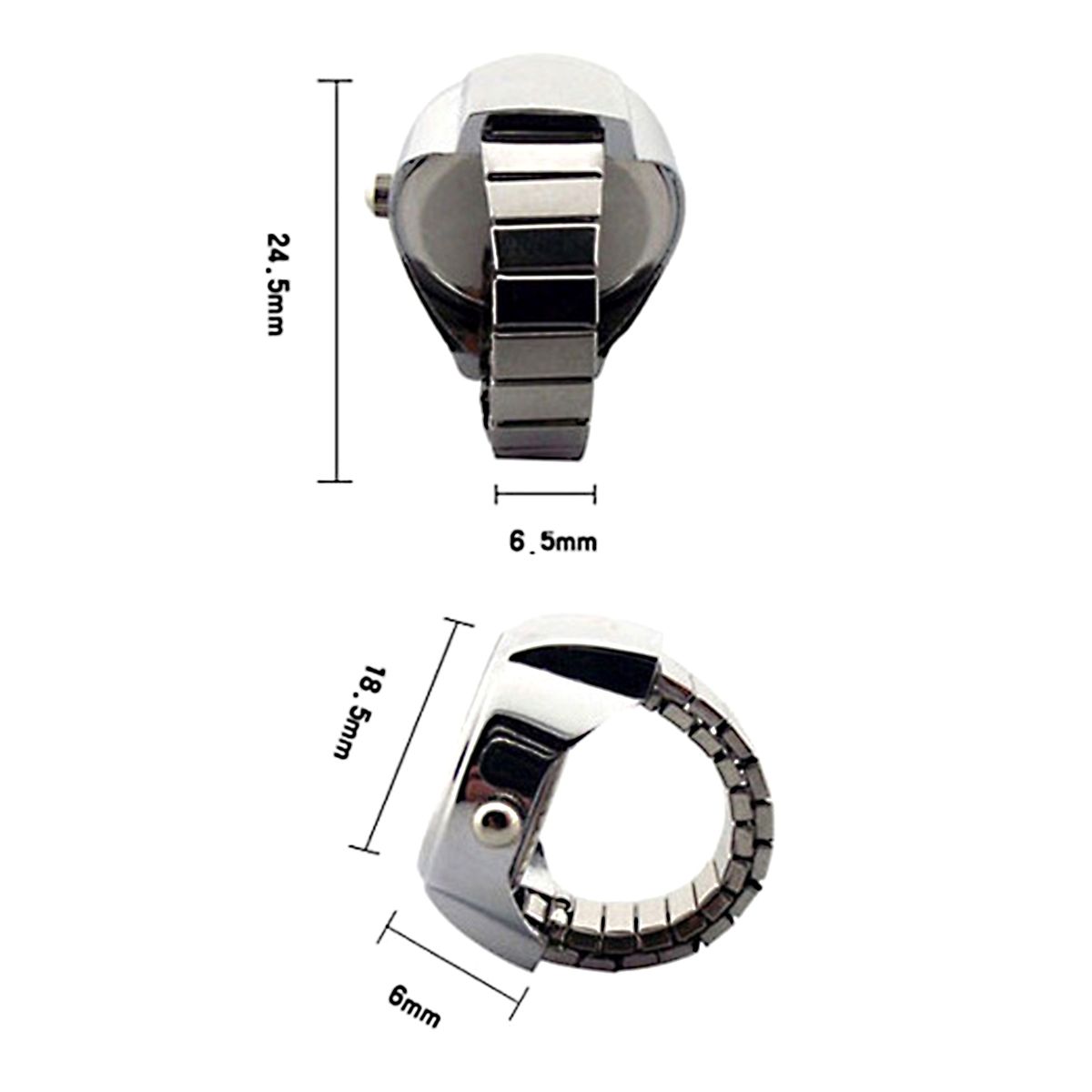 Ring Round Dial Stretchy Watch Ring Black