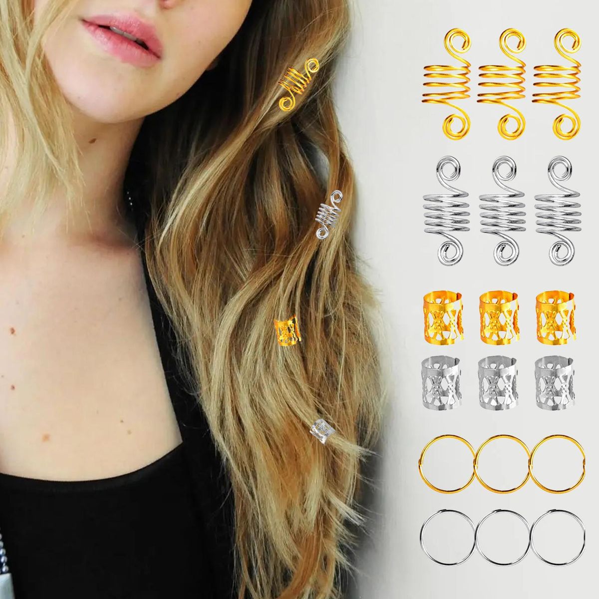 60Pcs Braid Dreads Hair Braid Beads Dreads Decoration Accessories