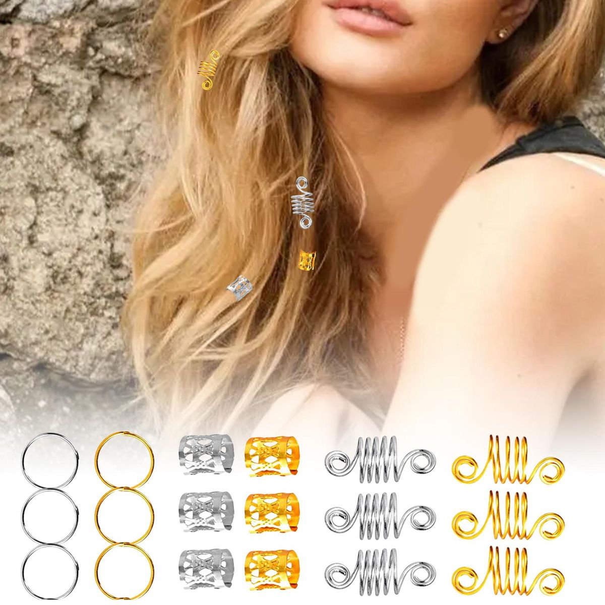 60Pcs Braid Dreads Hair Braid Beads Dreads Decoration Accessories