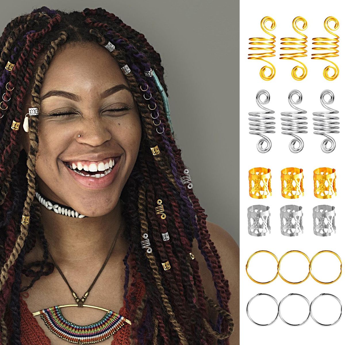 60Pcs Braid Dreads Hair Braid Beads Dreads Decoration Accessories