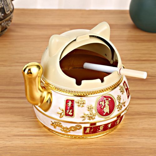 Ashtray Lucky Cat Living Room Bedside Ashtray Creative Home Furnishing Anti Fall With Lid Anti Fly Ash Cigarette Exterminator