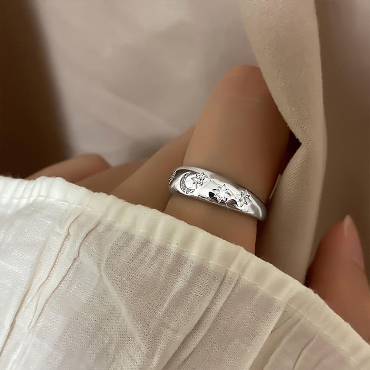 Promise Ring Creative Moon Stars Promise Ring Golden