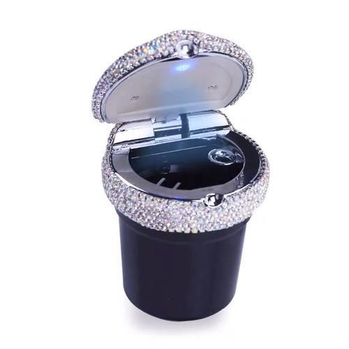 Rhinestone Portable Car Ashtray With Led Light Crystal Diamond Car Ash Tray Ashtray Storage Cup Holder For Girls Car Accessories