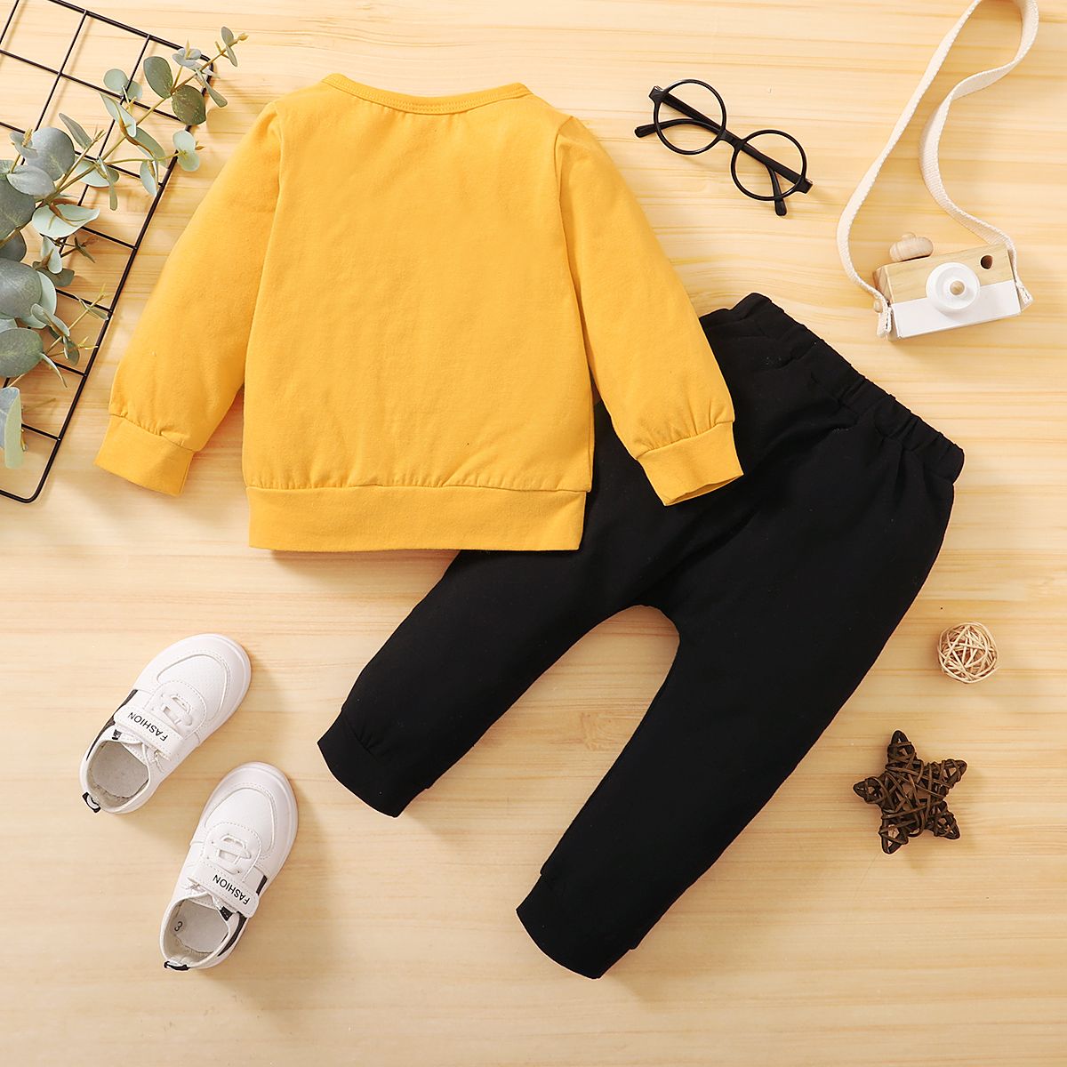 MINI BOSS Baby Boys Fashion Long Sleeves Outfit Set -Yellow
