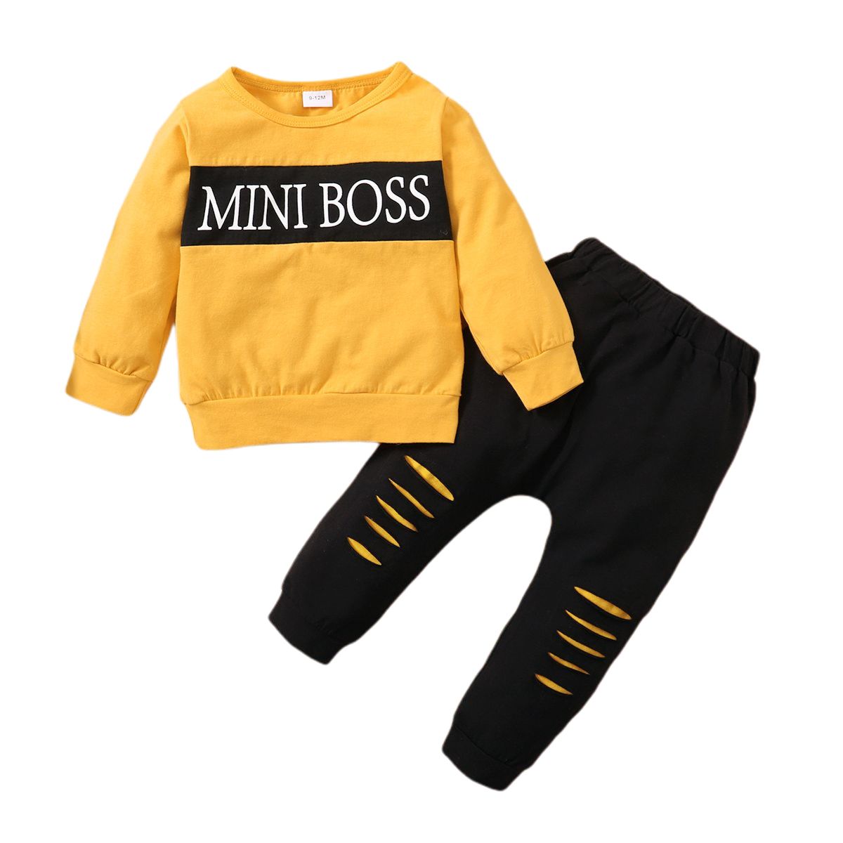 MINI BOSS Baby Boys Fashion Long Sleeves Outfit Set -Yellow