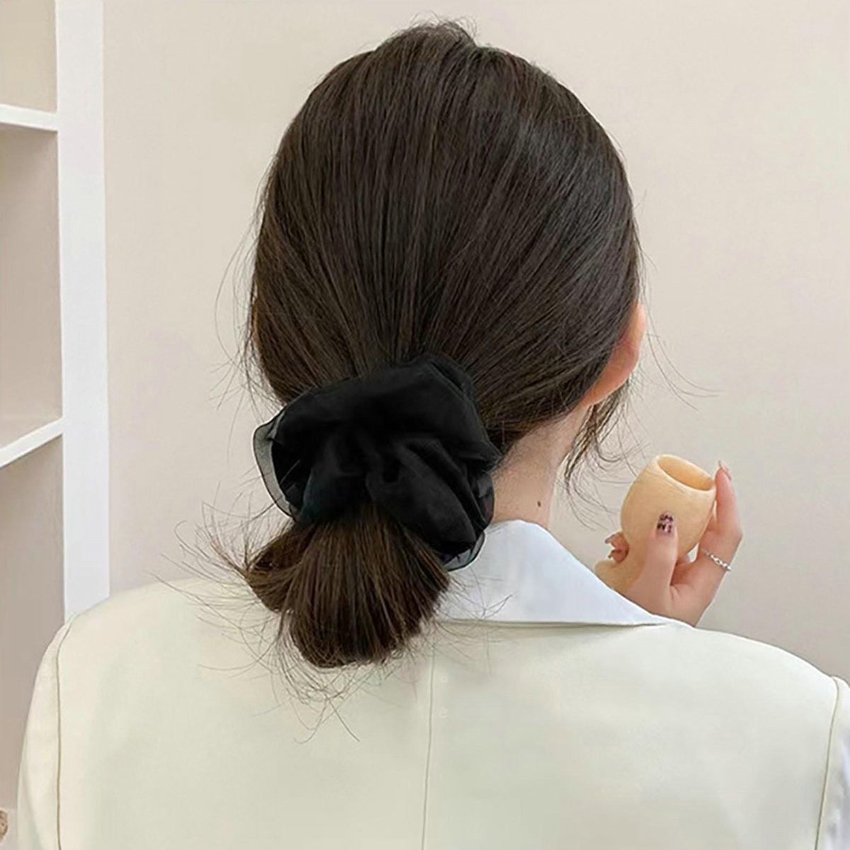 Women Hairband Hair Scrunchies Women Hair Rope Decoration Black
