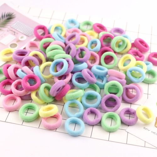 100pcs Lovely Children Hair Band Rainbow Mini Rubber Band