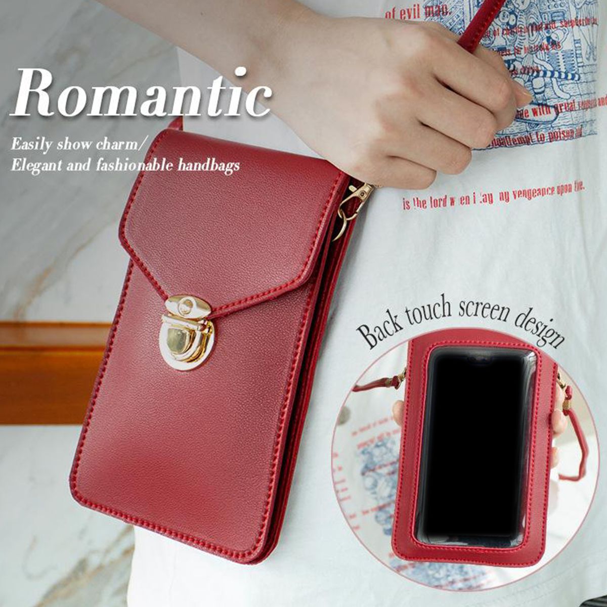 Crossbody Phone Purse Wallet Clear Window Touchscreen Bag
