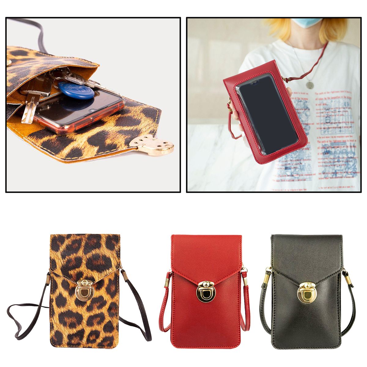 Crossbody Phone Purse Wallet Clear Window Touchscreen Bag