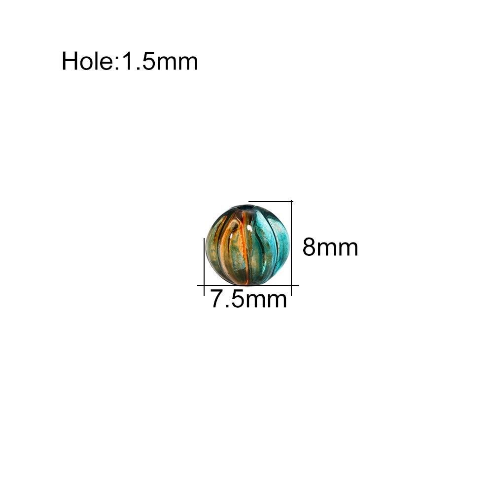 30Pcs/Lot 8mm Round Pumpkin Acrylic Loose Spacer Beads for DIY Earrings Necklace Bracelet Jewelry Making Findings Accessories