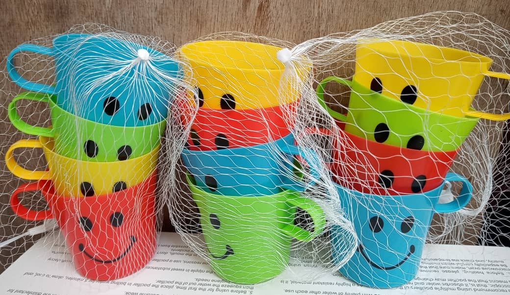 12pcs Smiling Face Cartoon Design Children Plastic Cup