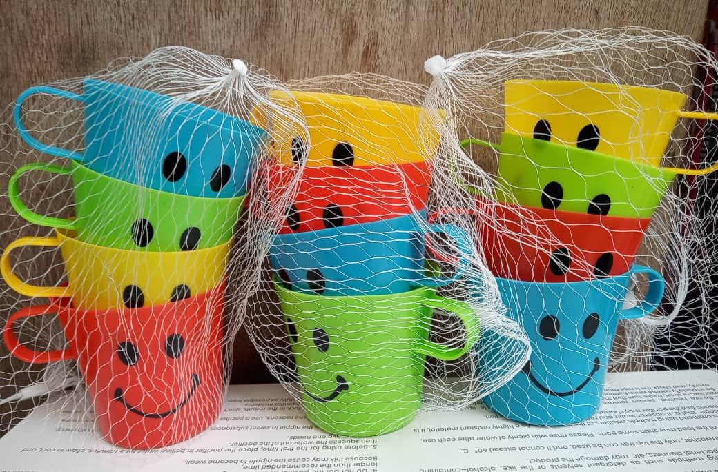 12pcs Smiling Face Cartoon Design Children Plastic Cup