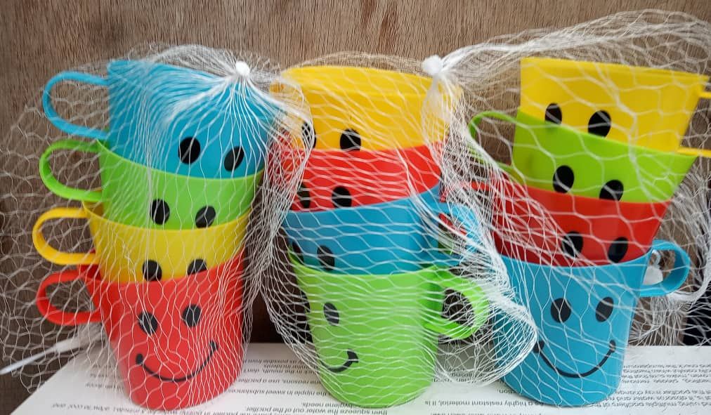 12pcs Smiling Face Cartoon Design Children Plastic Cup