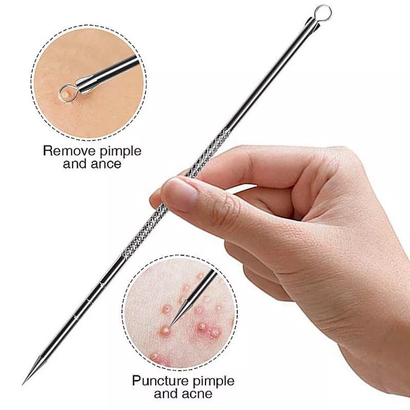 4pcs Stainless Steel Facial Acne Blackhead Remover Needles Kit Extractor Tool