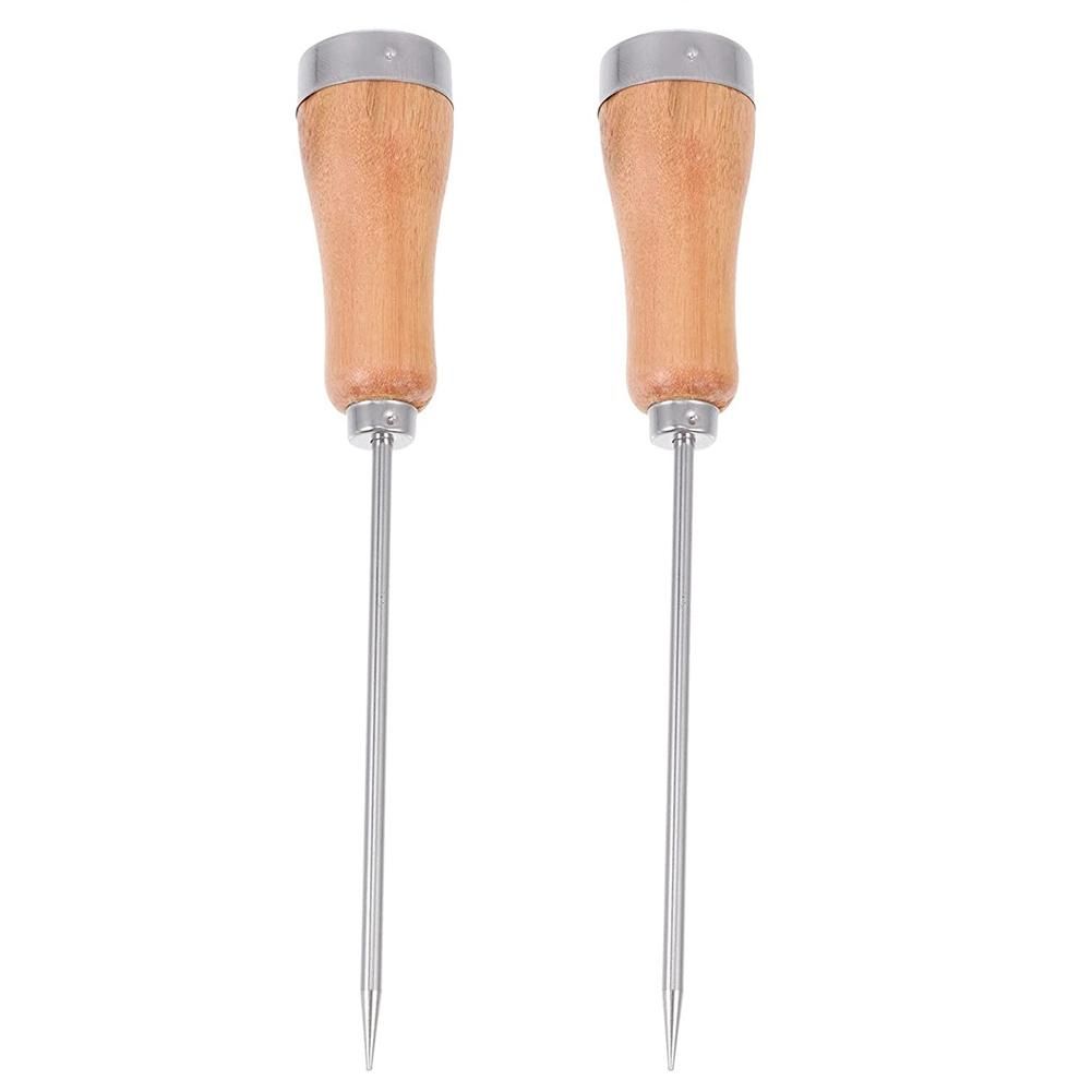 2PCS Ice Picker with Safety Wooden Handle Stainless Steel