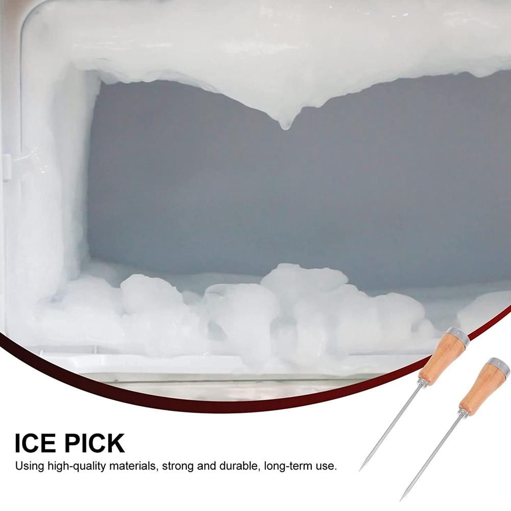 2PCS Ice Picker with Safety Wooden Handle Stainless Steel