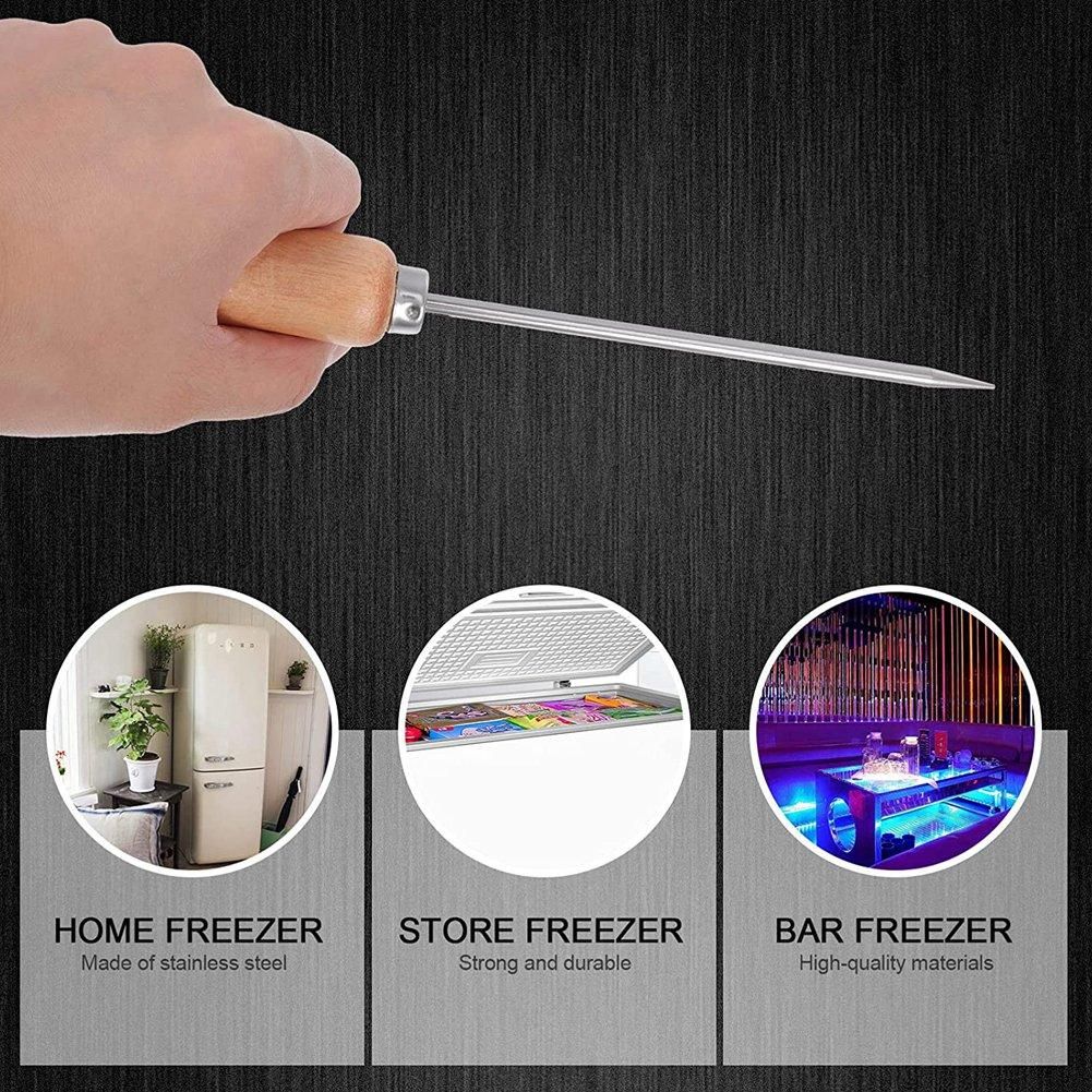 2PCS Ice Picker with Safety Wooden Handle Stainless Steel