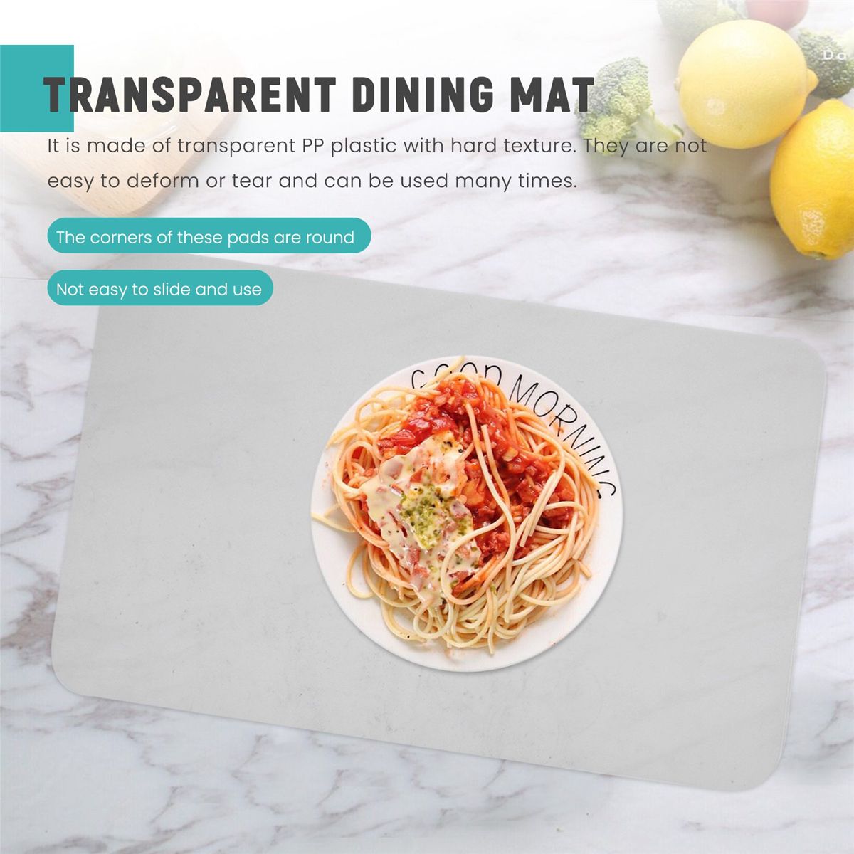 8 Transparent P Mats Washable White Dining Table P Mat Plastic Non- Heat Resistant