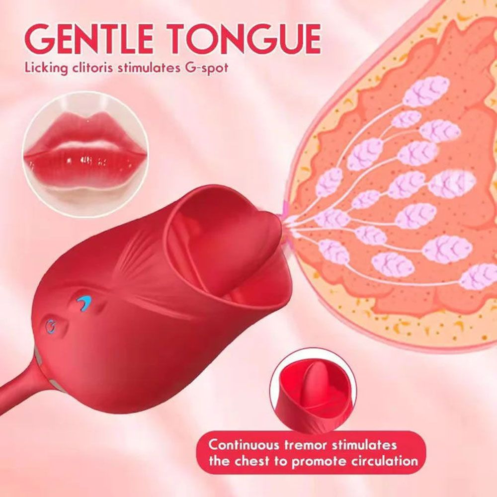 USB Charging Two-in-one Automatic Retractable Powerful Clitoral Stimulator Libido Toy Rose Vibrator