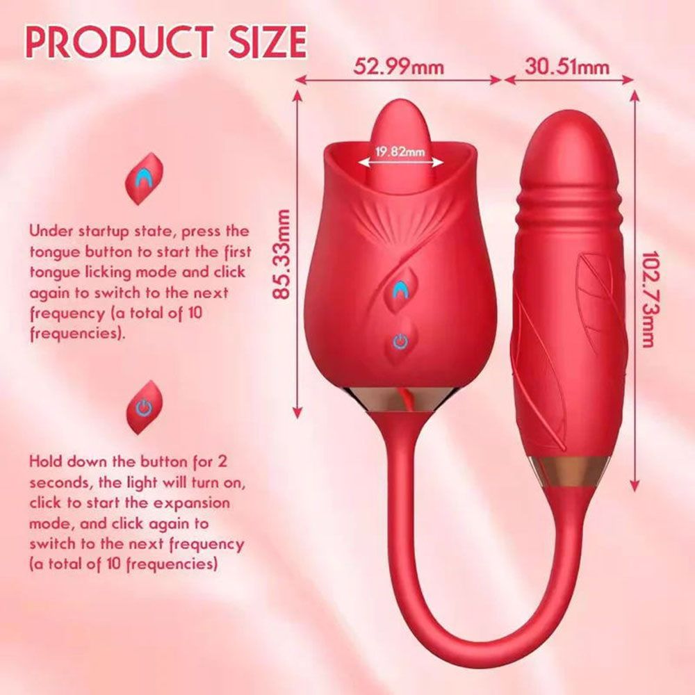 USB Charging Two-in-one Automatic Retractable Powerful Clitoral Stimulator Libido Toy Rose Vibrator