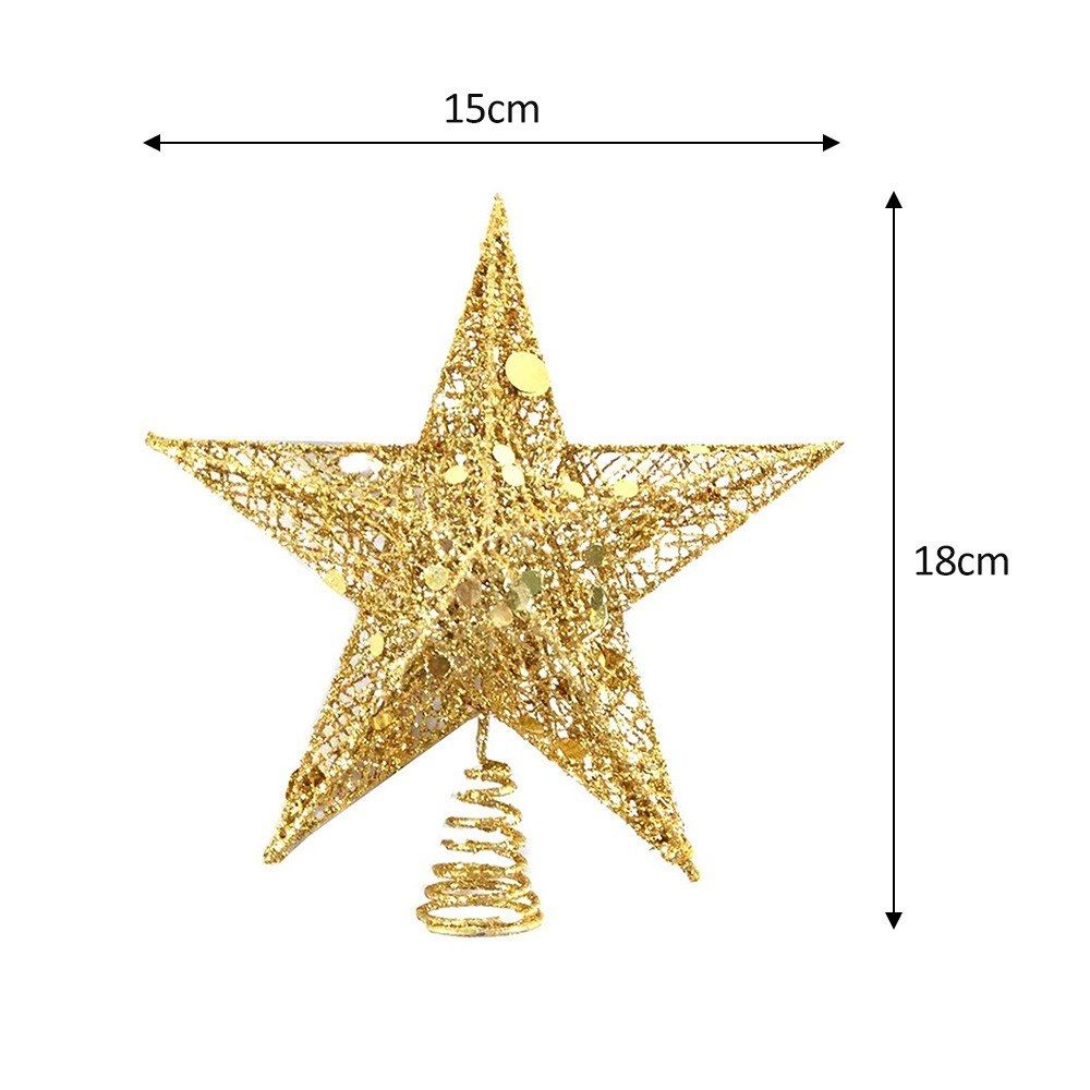 Glittered Christmas Tree Topper Gold Star Treetop Decoration