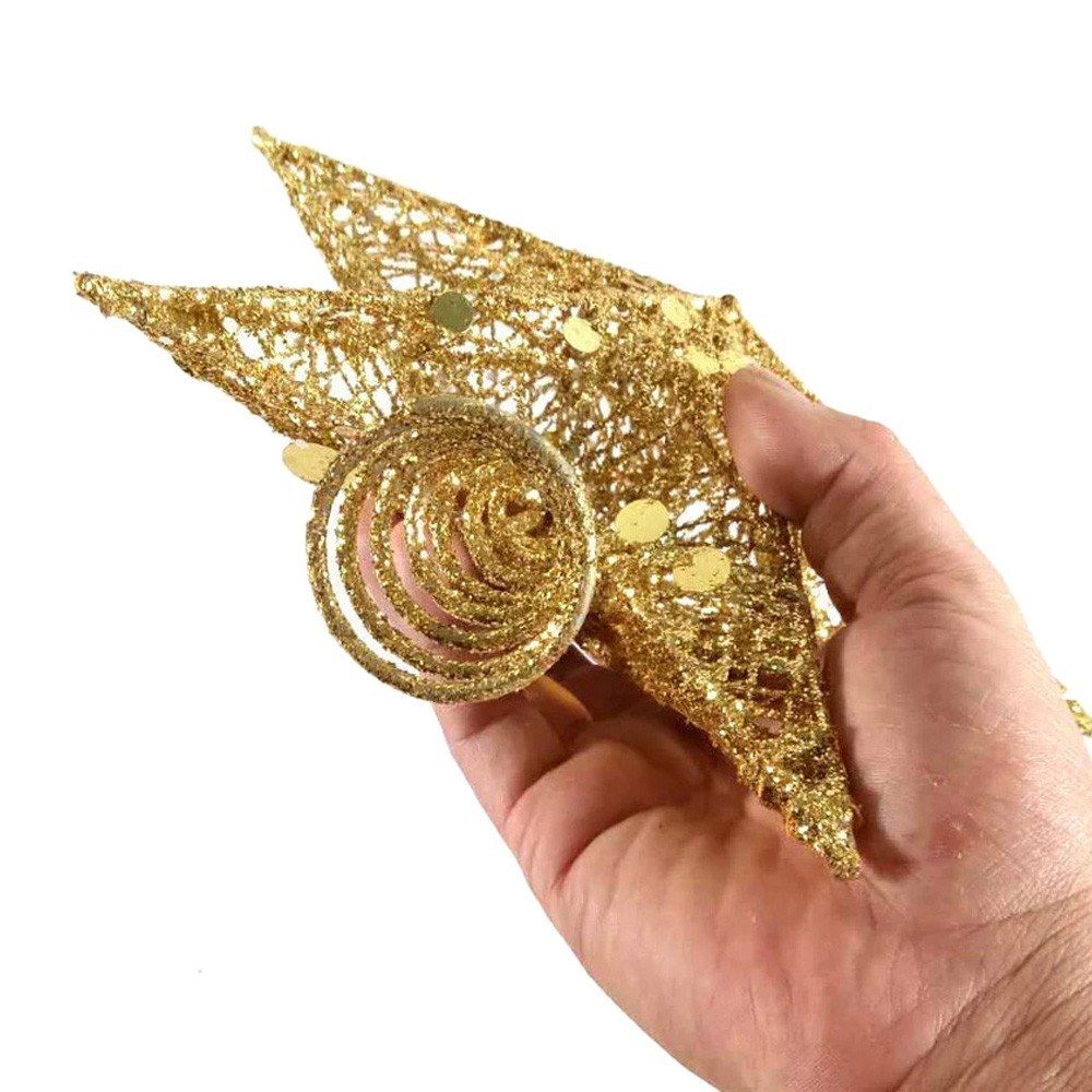 Glittered Christmas Tree Topper Gold Star Treetop Decoration