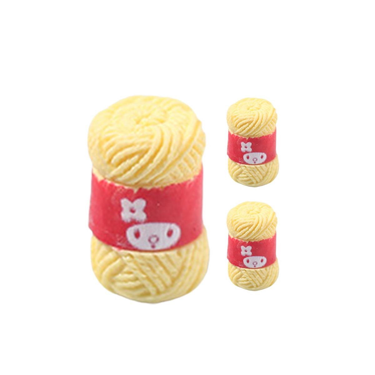 3Pcs Resin Yarn Ball Refrigerator Resin Accessories Yellow