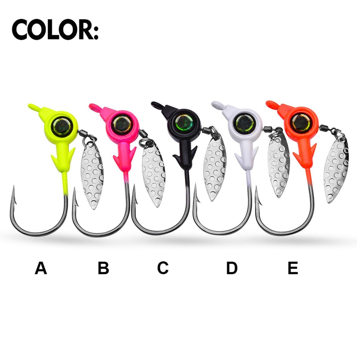 5Pcs Sequin Fishing Hook Outdoor Bait Hook with Spinner Fishing Equipment
