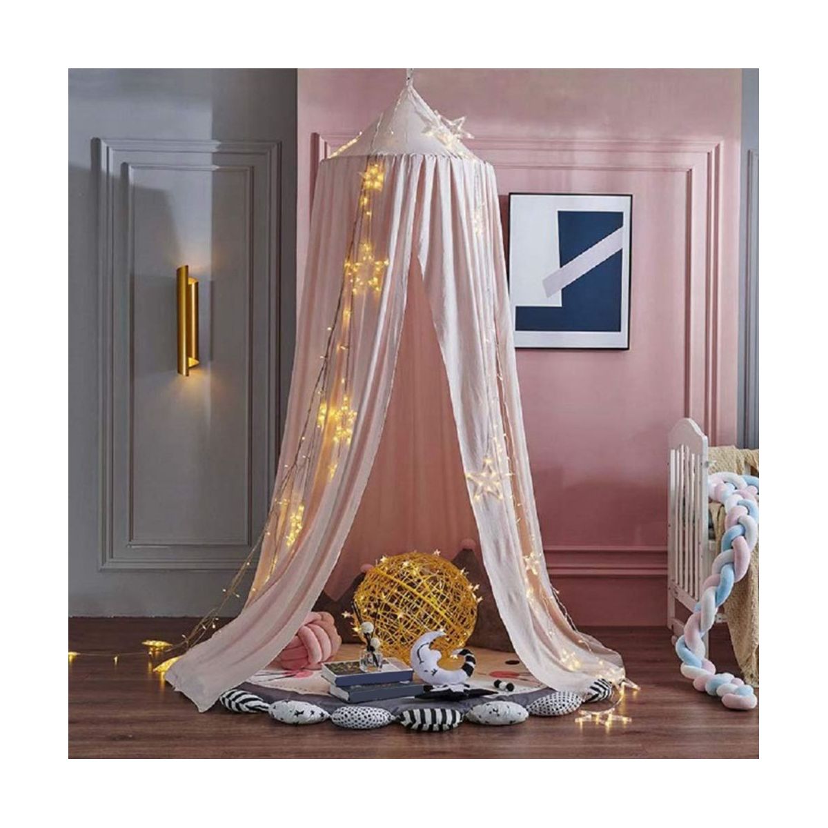 Bed Canopy -Pink Children's Mosquito Net Princess Round