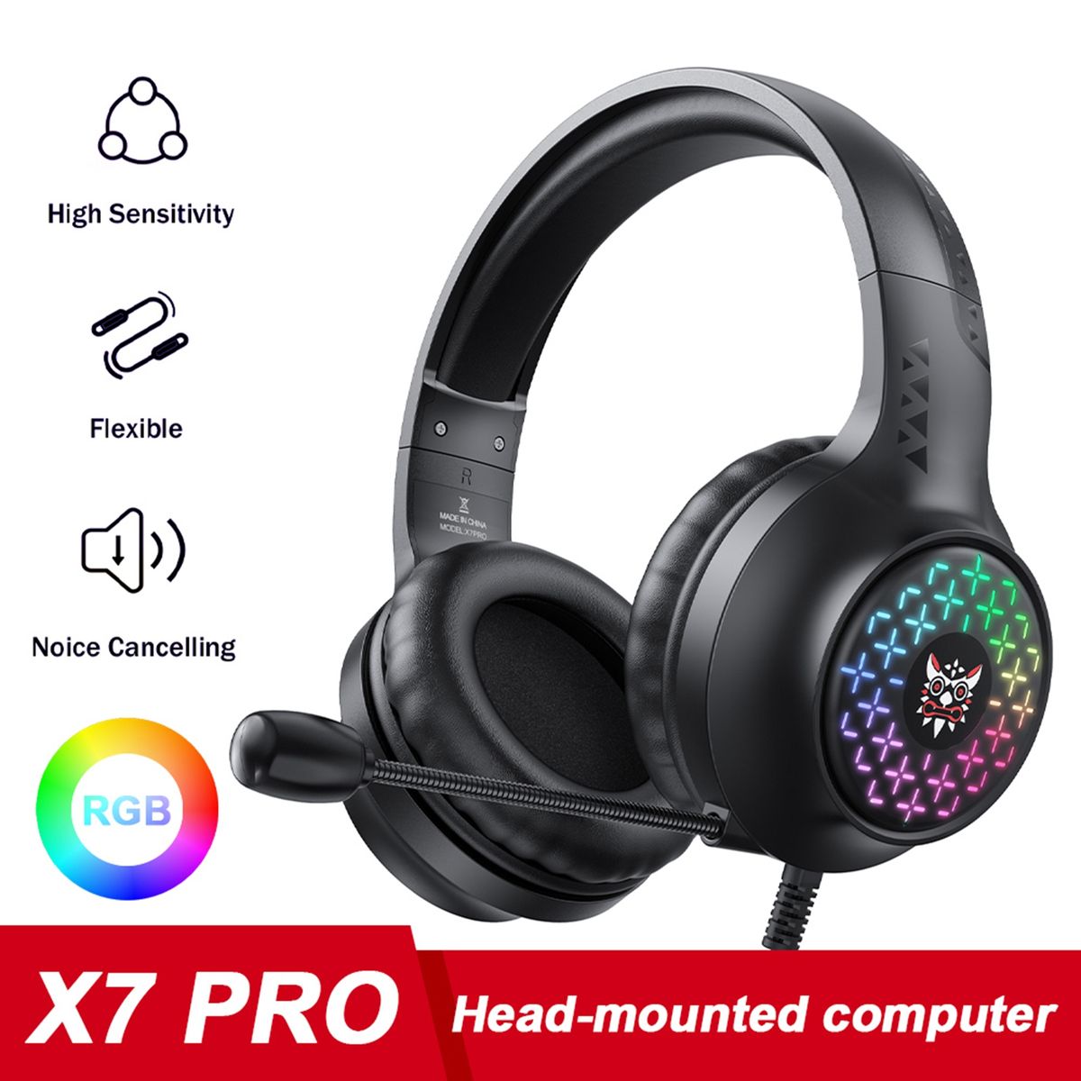 Wired Earpiece   3.5mm USB HiFi E-sports Headset Black