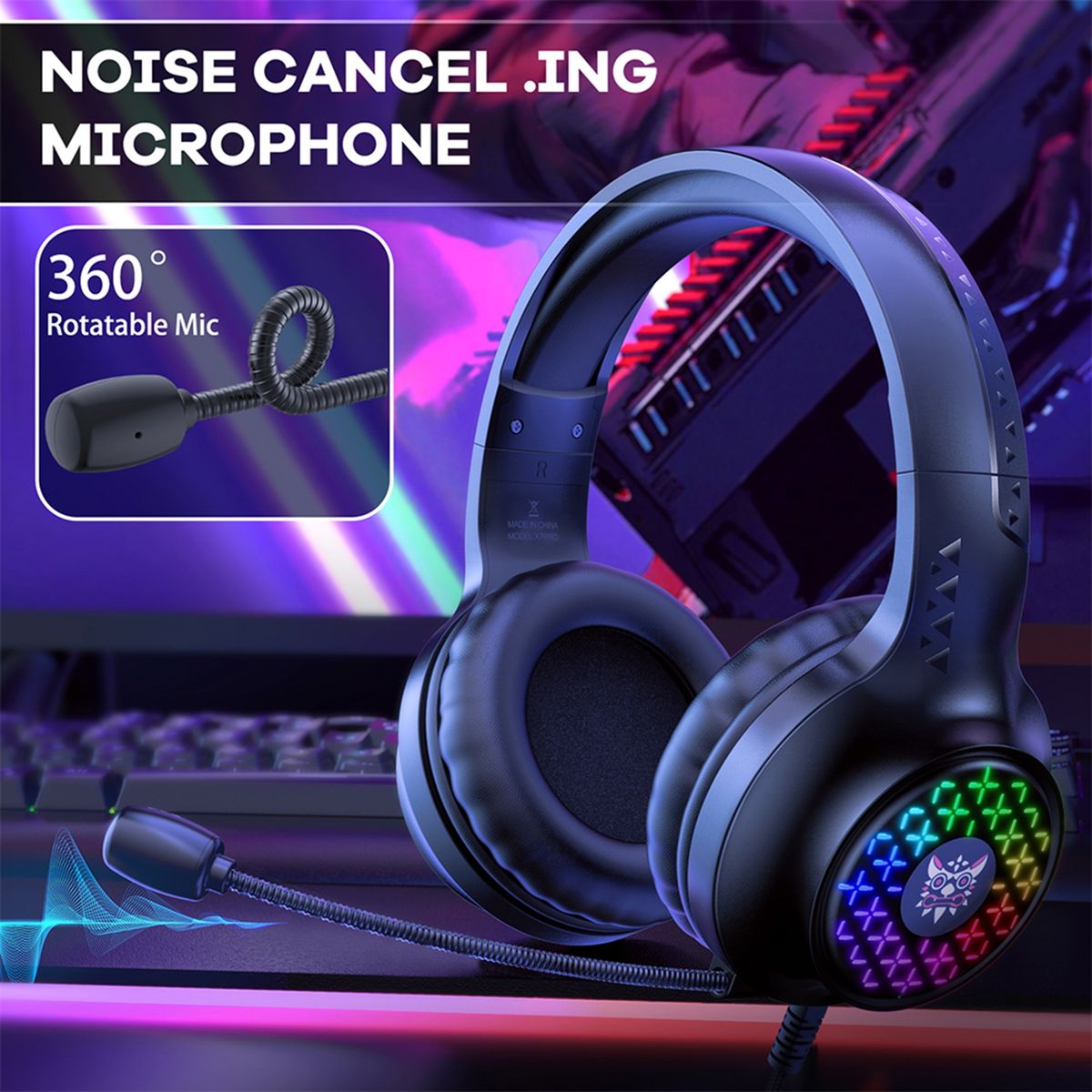 Wired Earpiece   3.5mm USB HiFi E-sports Headset Black
