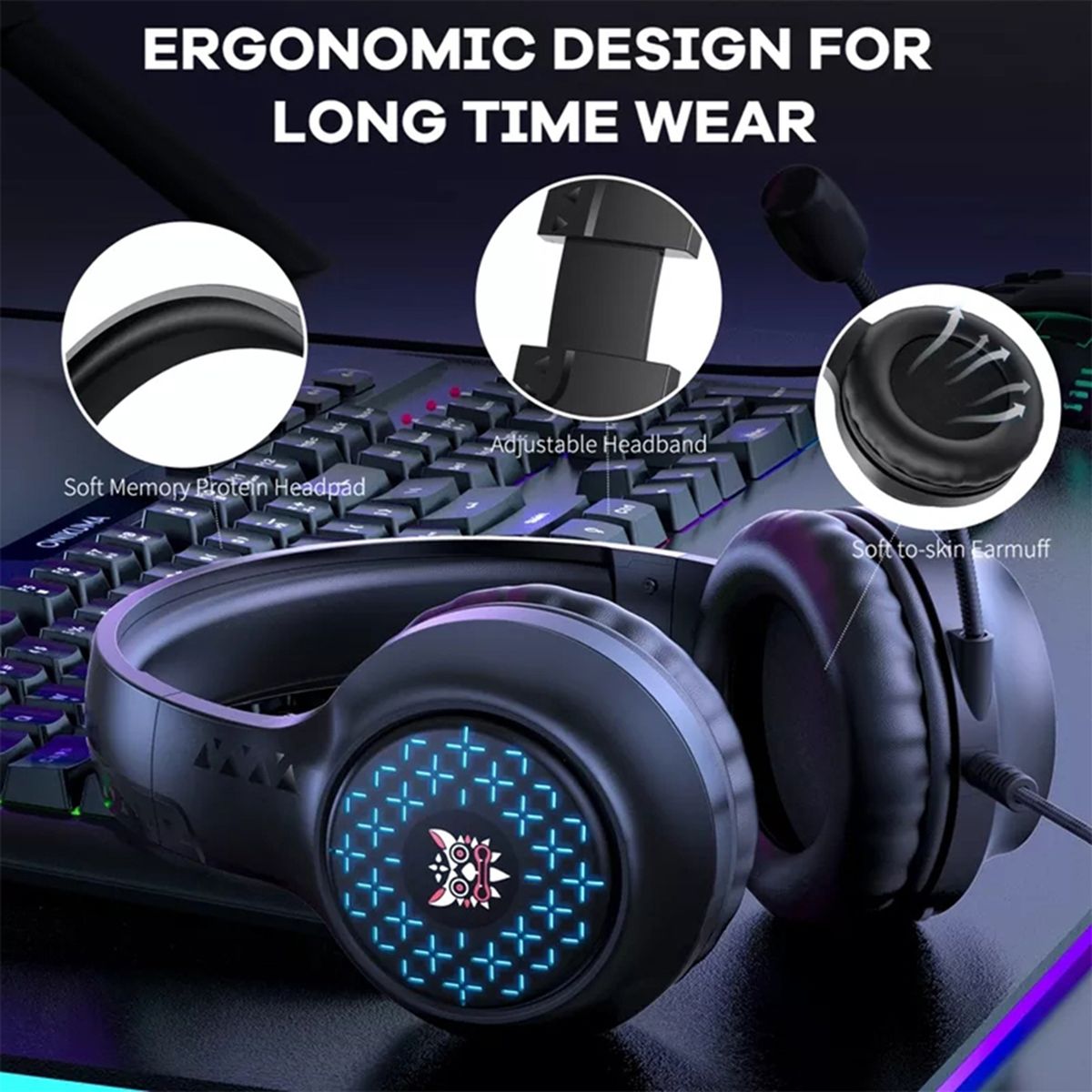 Wired Earpiece   3.5mm USB HiFi E-sports Headset Black