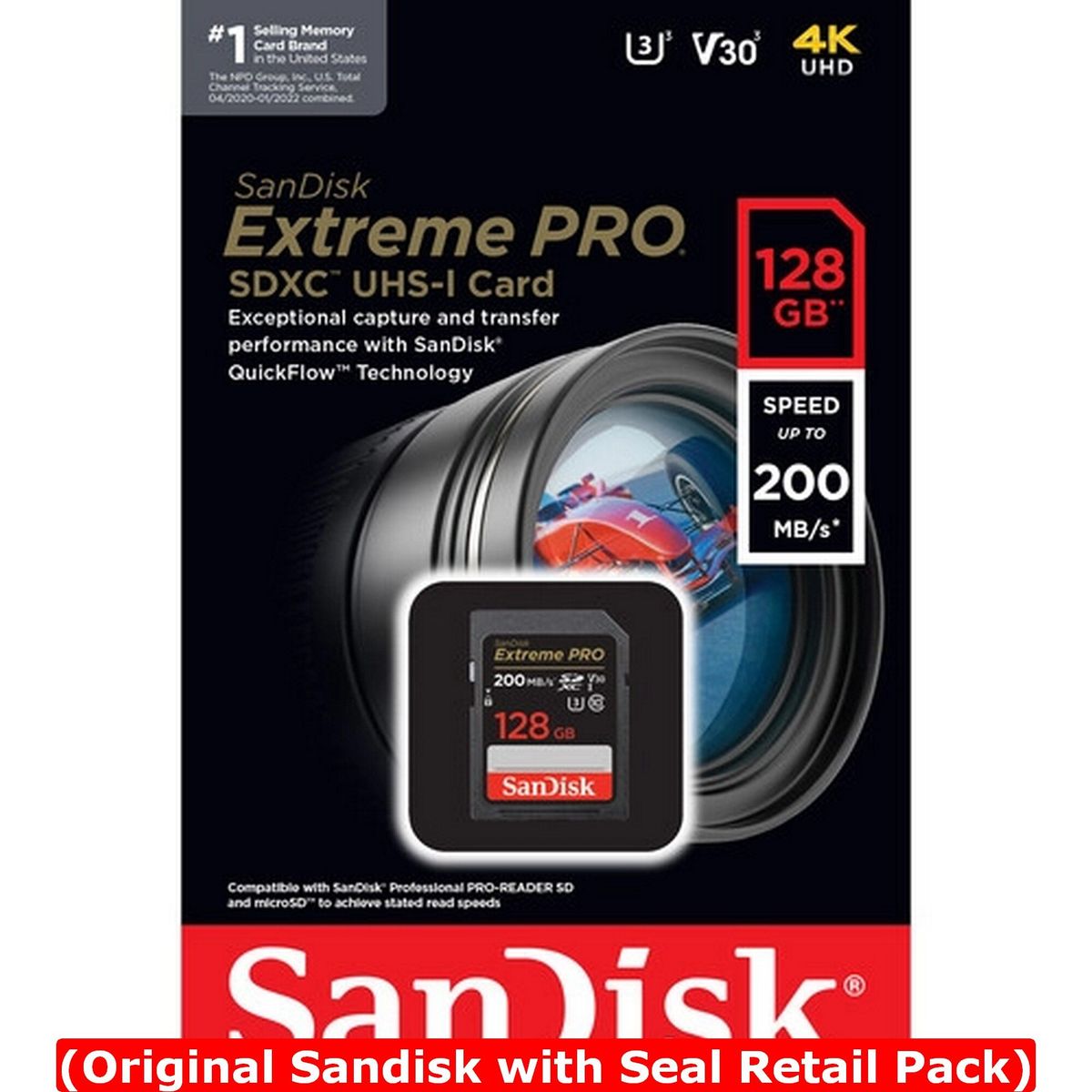 Extreme PRO SDXC UHS-I C10 U3 MicroSD 128GB SDSDXXD