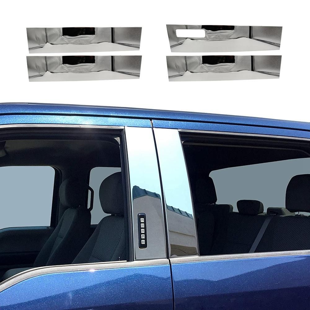 4Pcs Car Door Window Chrome Pillar Post Cover for 2015-2019 Ford F-150 Super/SuperCrew Cab Decoration Trim