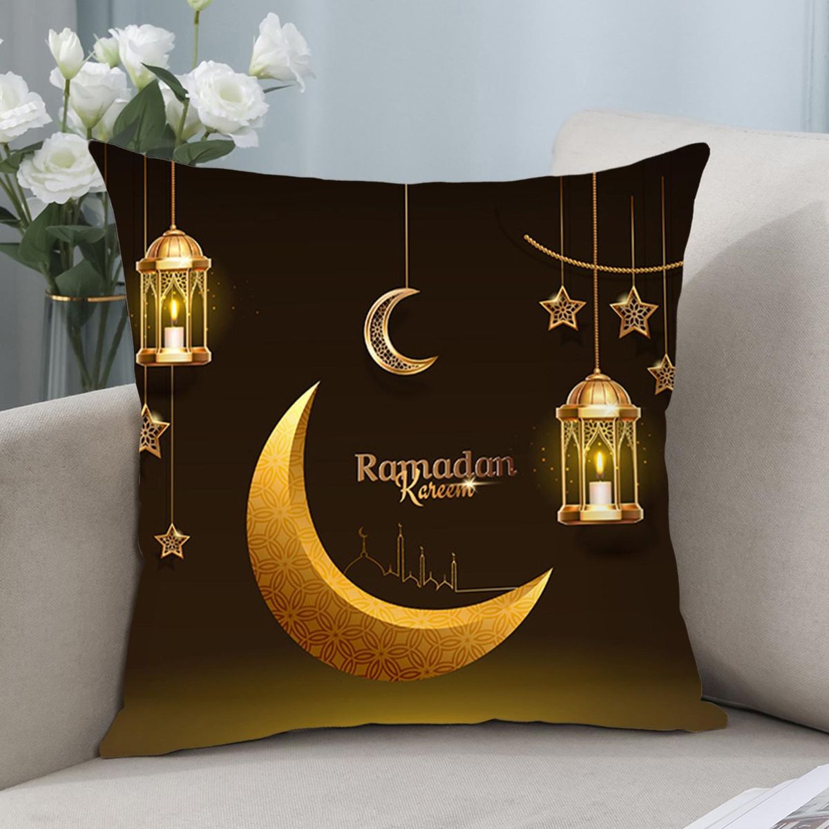 Pillow Case Sofa Mosque Moon Stars Pillow Cover